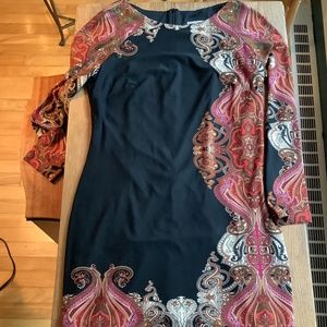 Vintage Joseph Ribkoff Paisley 3/4 Sleeve Sheath Dress 🇨🇦 Made